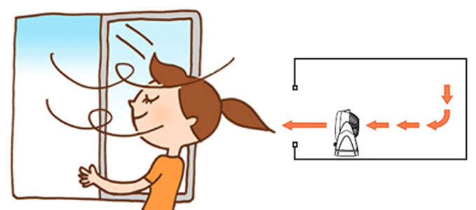 換気する女性