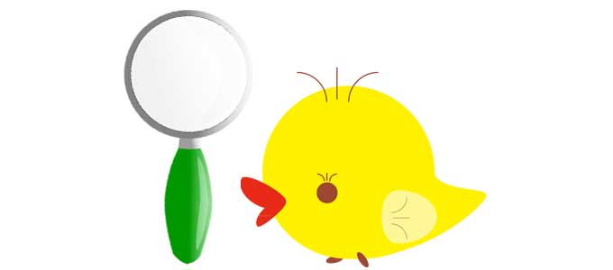 用語を調べるひよこ