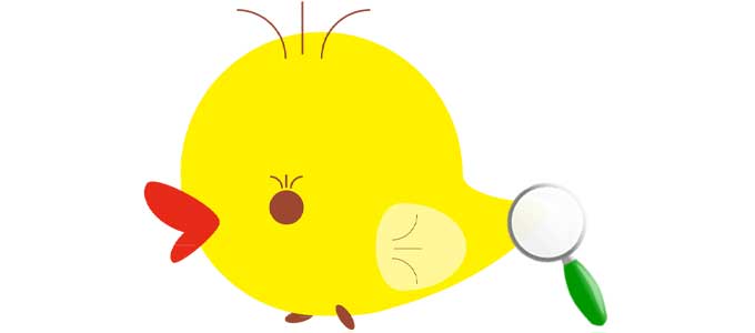 用語を調べるひよこ