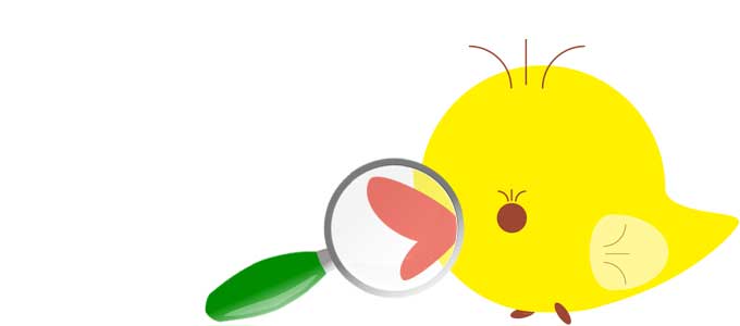 用語を調べるひよこ