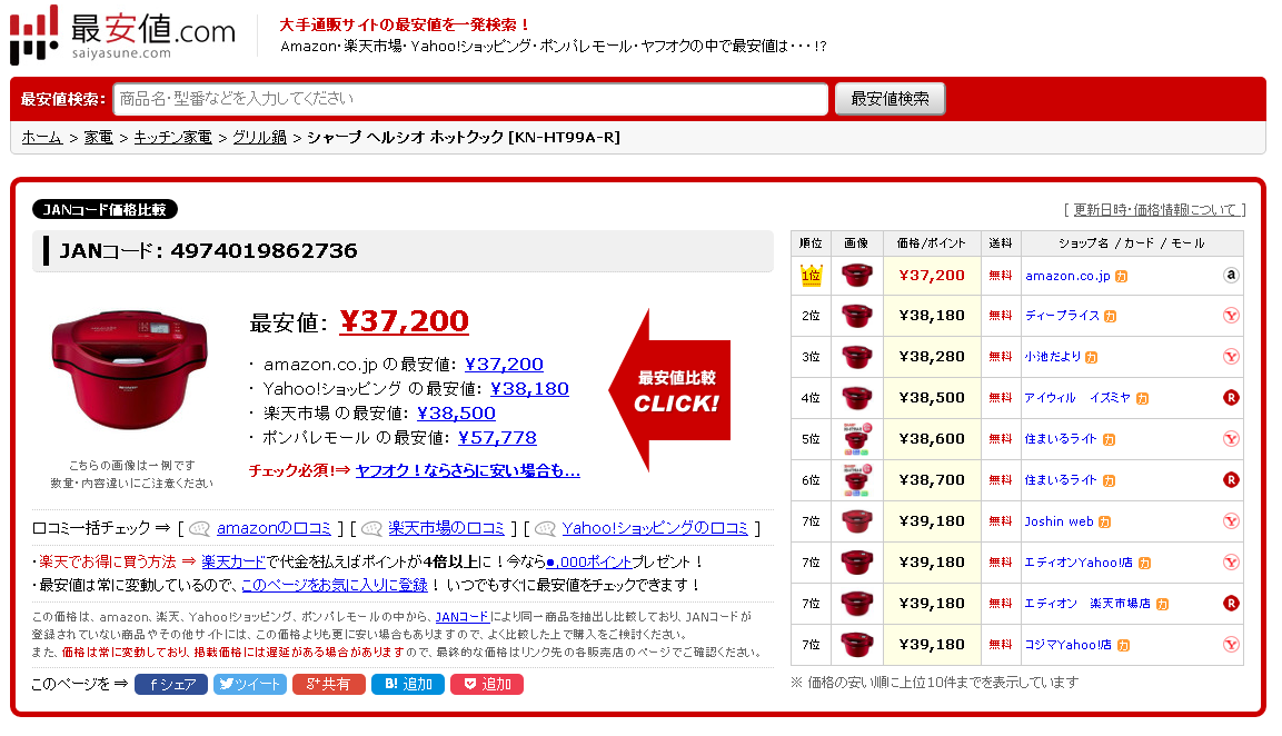 最安値.comの検索結果